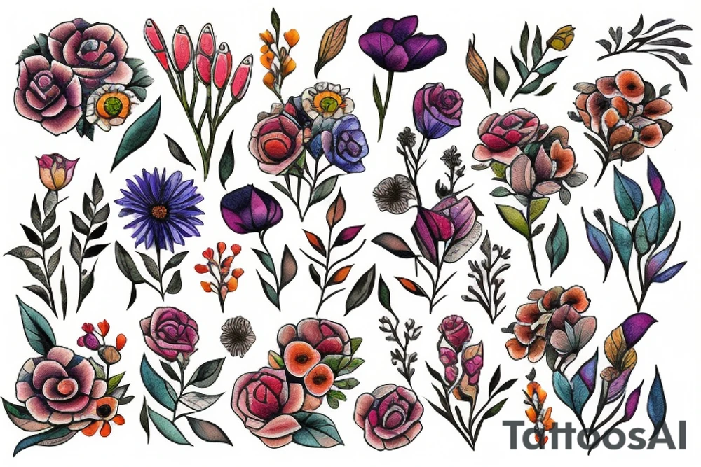 Field flowers tattoo idea