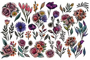 Field flowers tattoo idea