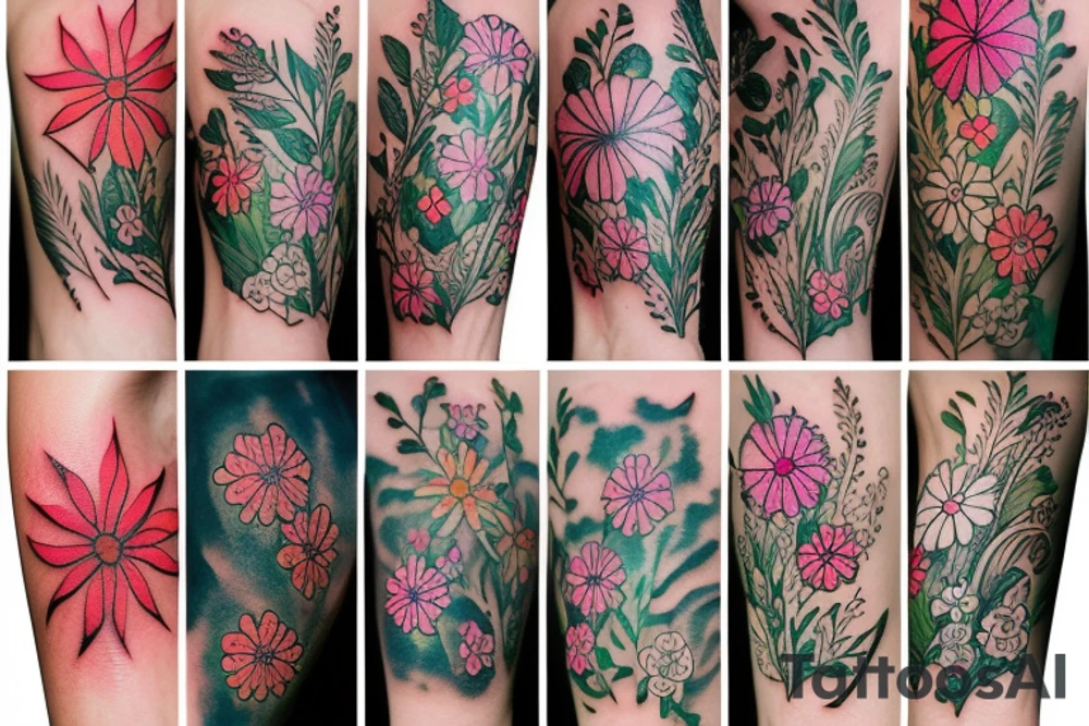 Field flowers tattoo idea