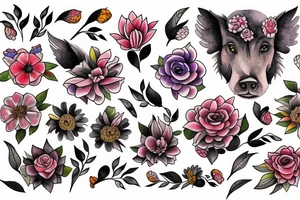 Flowers, animals, tattoo idea
