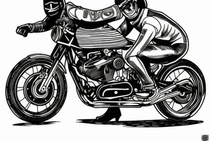 Motocycle cafe racer man tattoo idea