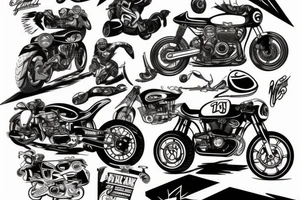 Motocycle cafe racer man tattoo idea