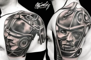 Motocycle cafe racer man tattoo idea