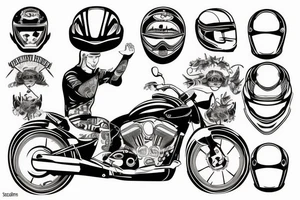 A man on a motorcycle wearing a helmet tattoo idea