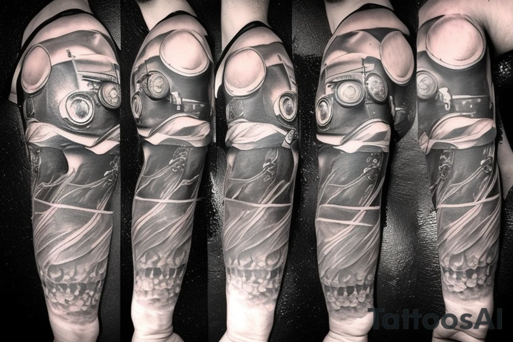 A man on a motorcycle wearing a helmet tattoo idea