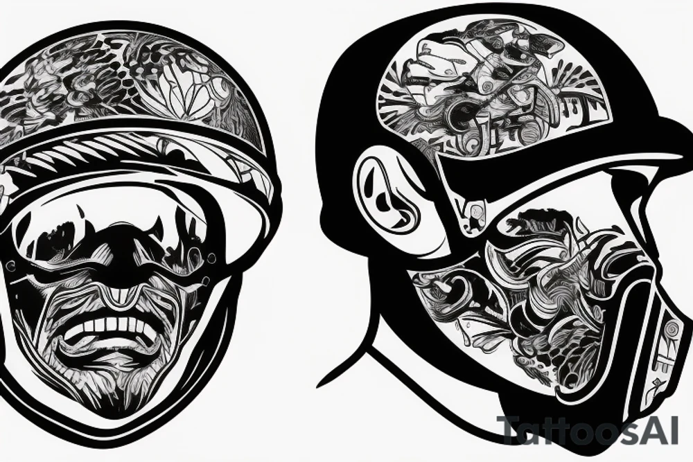A man on a motorcycle wearing a helmet tattoo idea