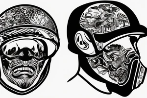 A man on a motorcycle wearing a helmet tattoo idea