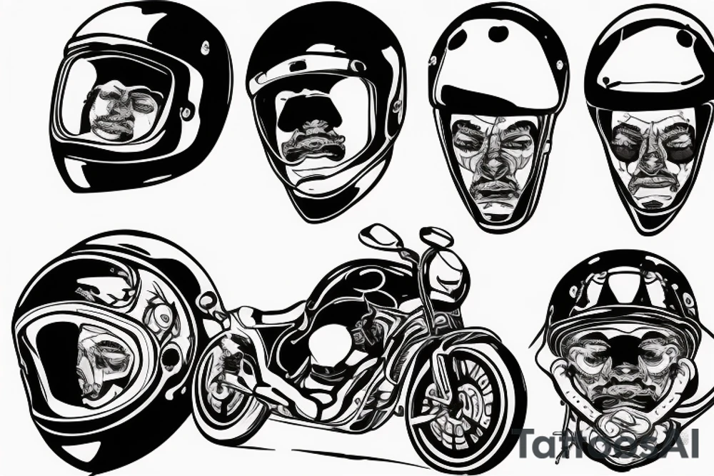 A man on a motorcycle wearing a helmet tattoo idea