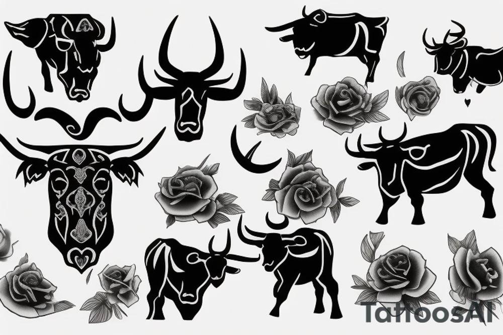 Black bull tattoo idea