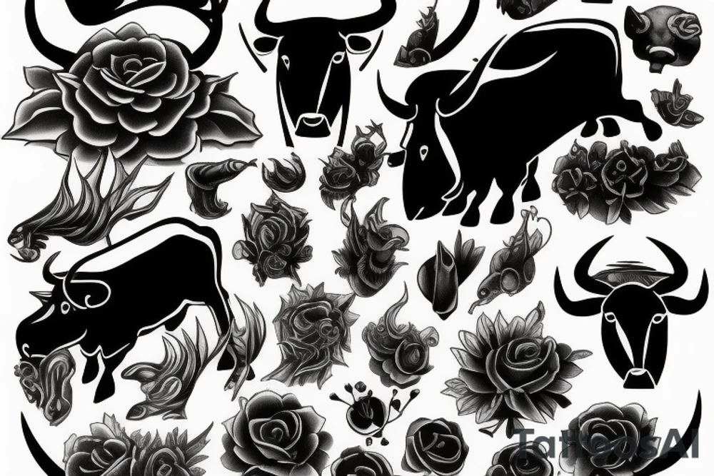 Black bull tattoo idea