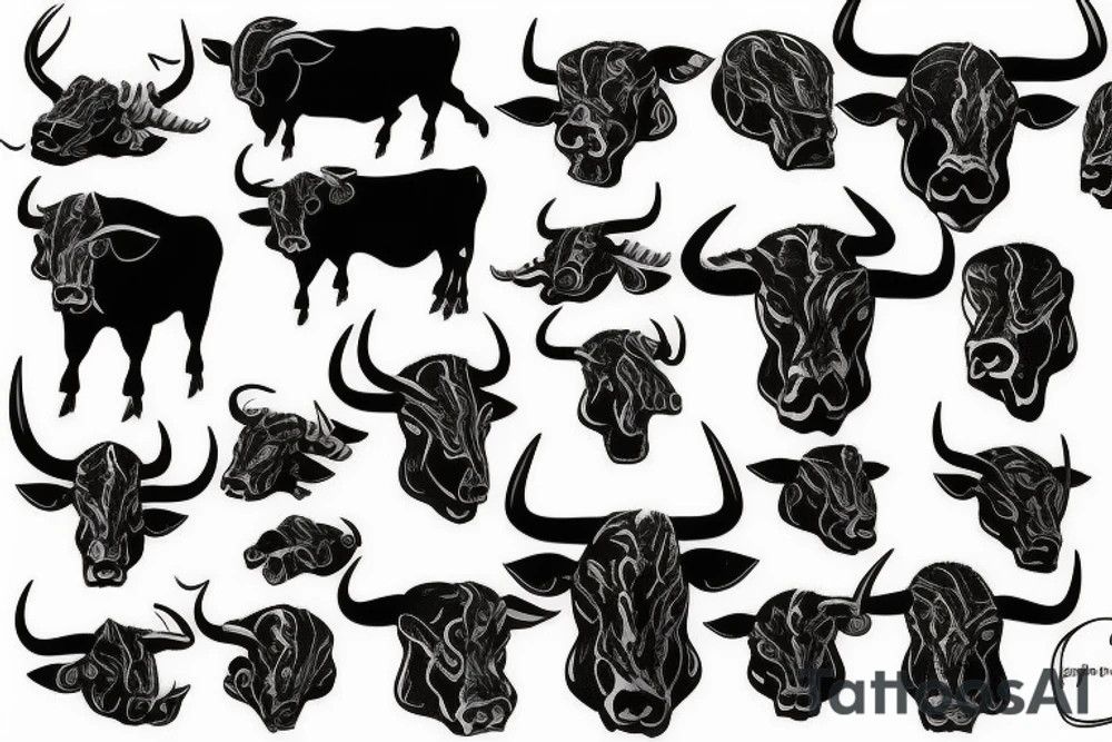 Black bull tattoo idea