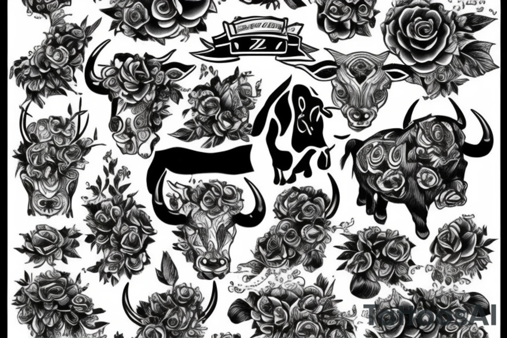 Black bull tattoo idea