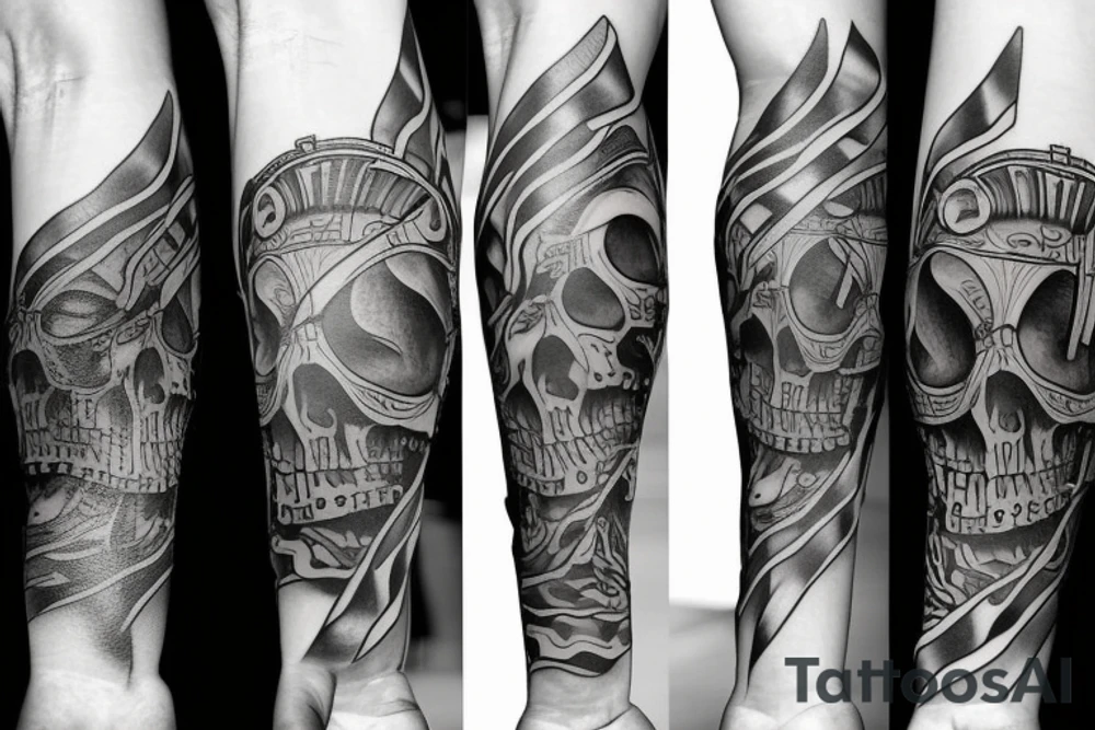 Greek war full arm tattoo idea