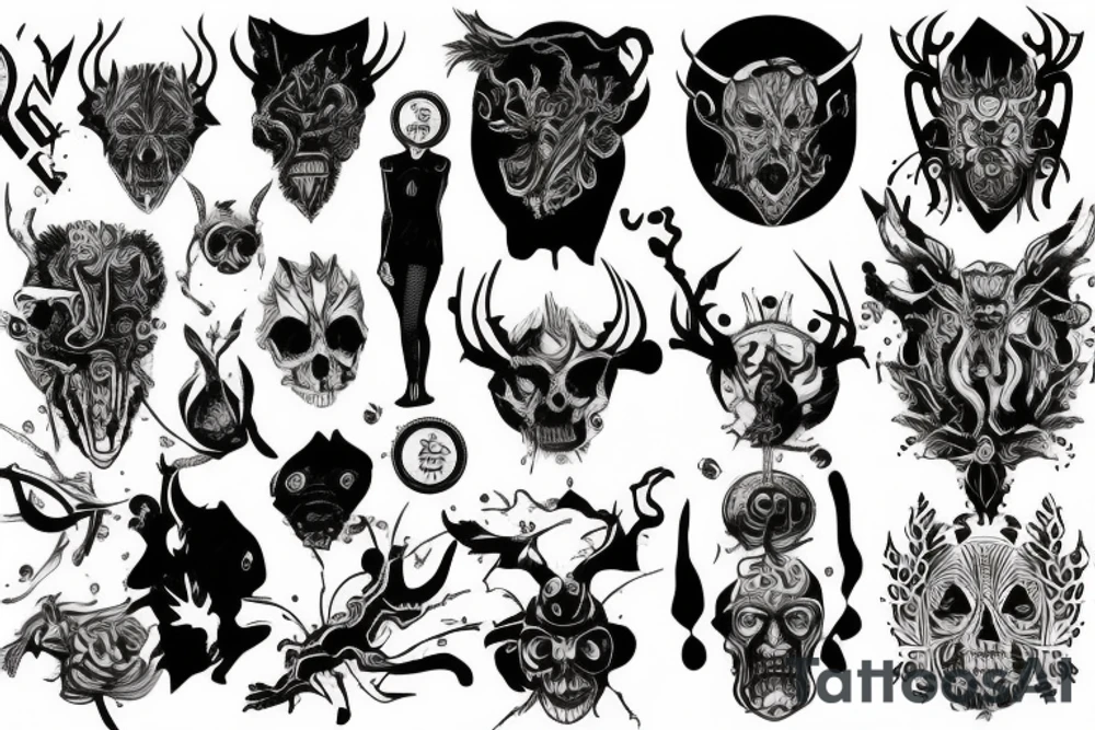 oko z wychodzącym z niego demonem tattoo idea