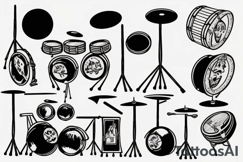 Drummer and drumkit tattoo idea