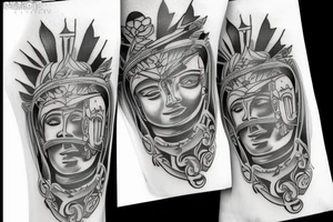 Greek war full arm tattoo idea