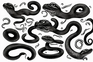 black angry snake tattoo idea