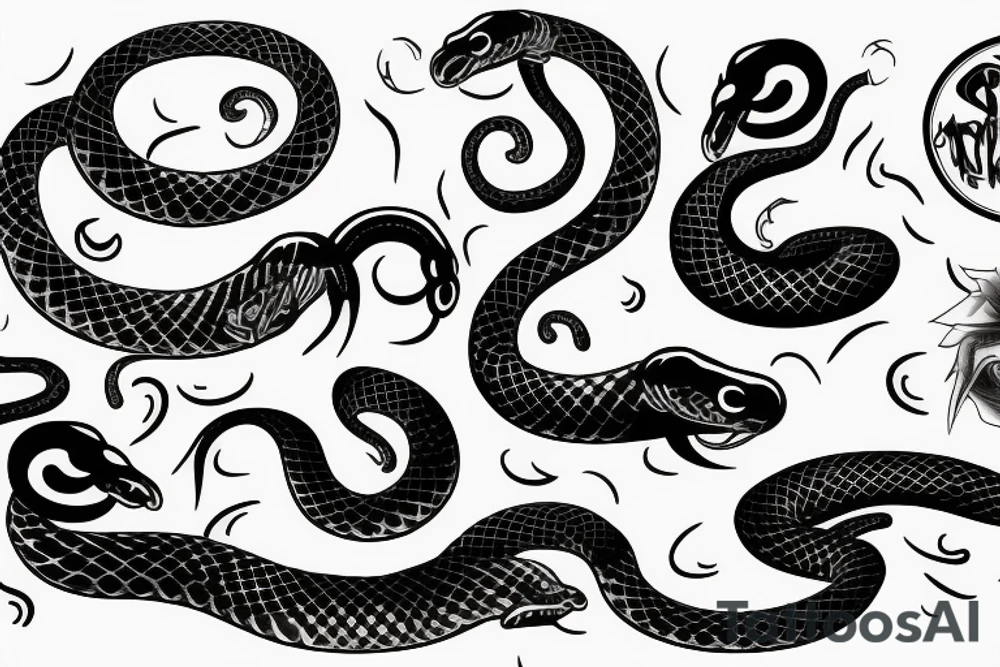 black angry snake tattoo idea