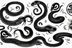 black angry snake tattoo idea