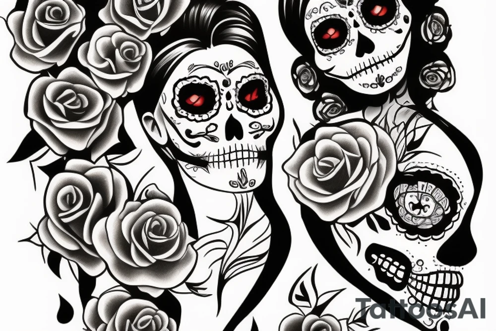 girl dia de los muertos tattoo idea