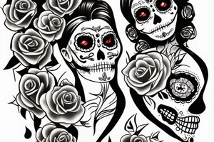 girl dia de los muertos tattoo idea