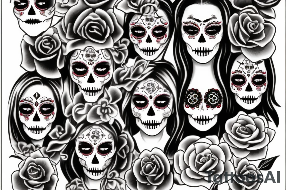 girl dia de los muertos tattoo idea