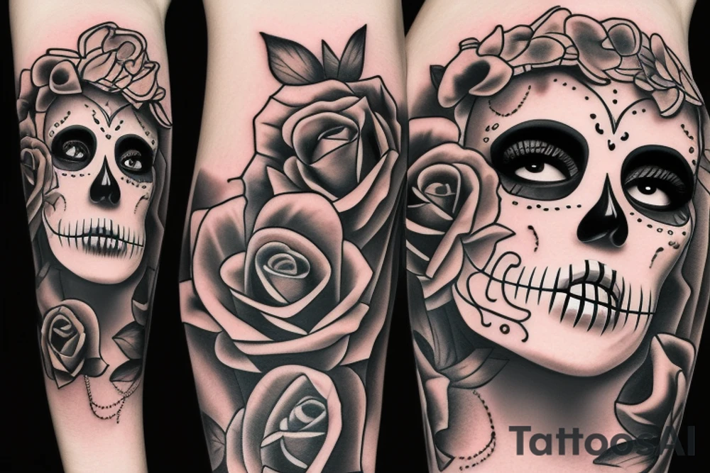 girl dia de los muertos tattoo idea