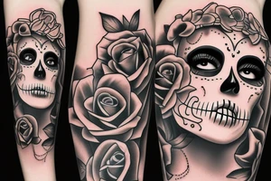 girl dia de los muertos tattoo idea