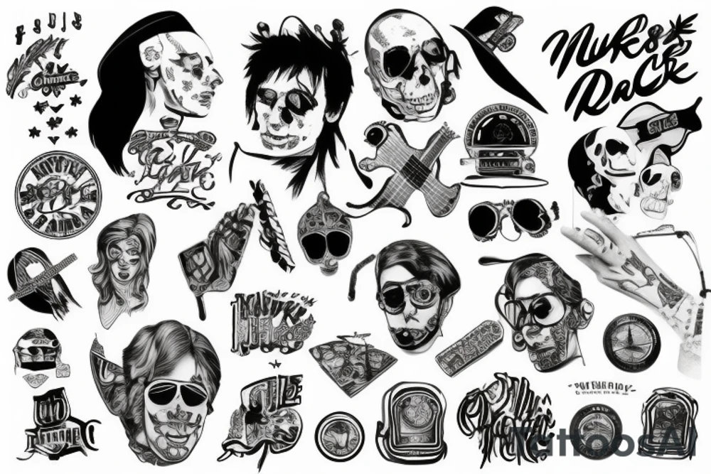 muzyka rock and roll tattoo idea