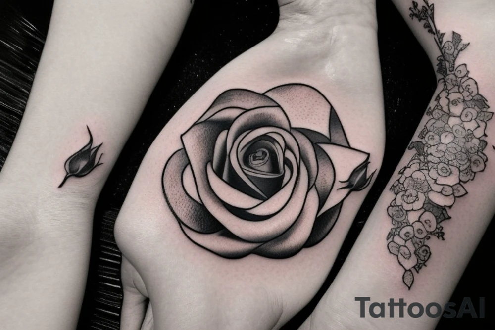 Couple tattoos dated 4 years a rose to represent growth initials w and m tattoo idea