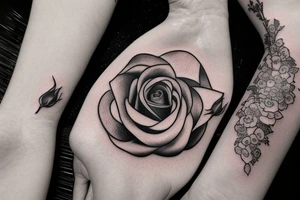 Couple tattoos dated 4 years a rose to represent growth initials w and m tattoo idea