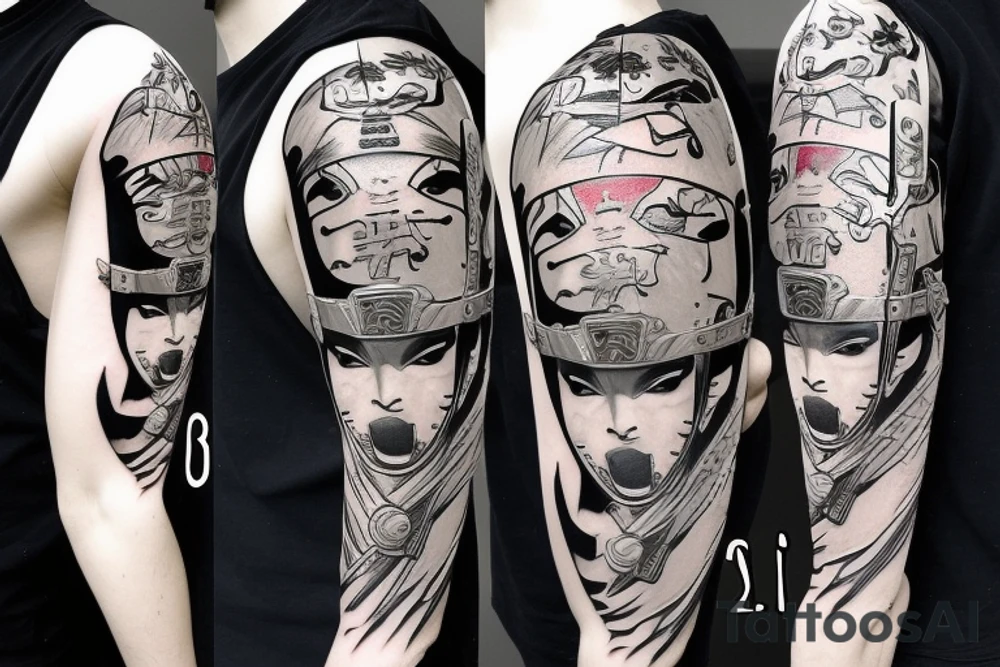 Samurai naruto sword mask tattoo idea