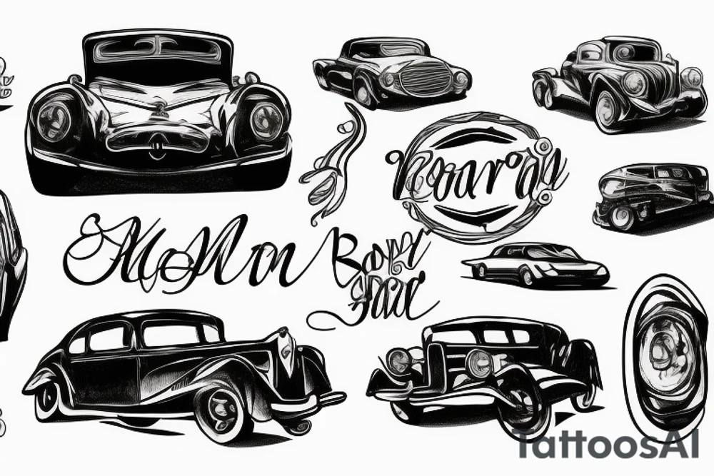car on the road tattoo idea