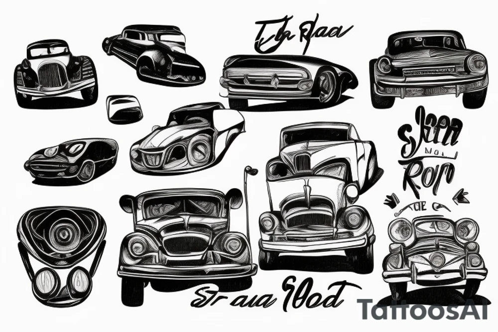 car on the road tattoo idea