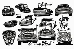 car on the road tattoo idea