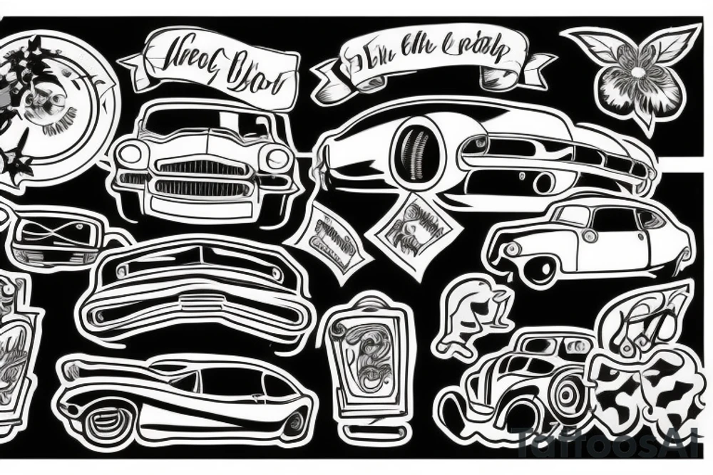 car on the road tattoo idea