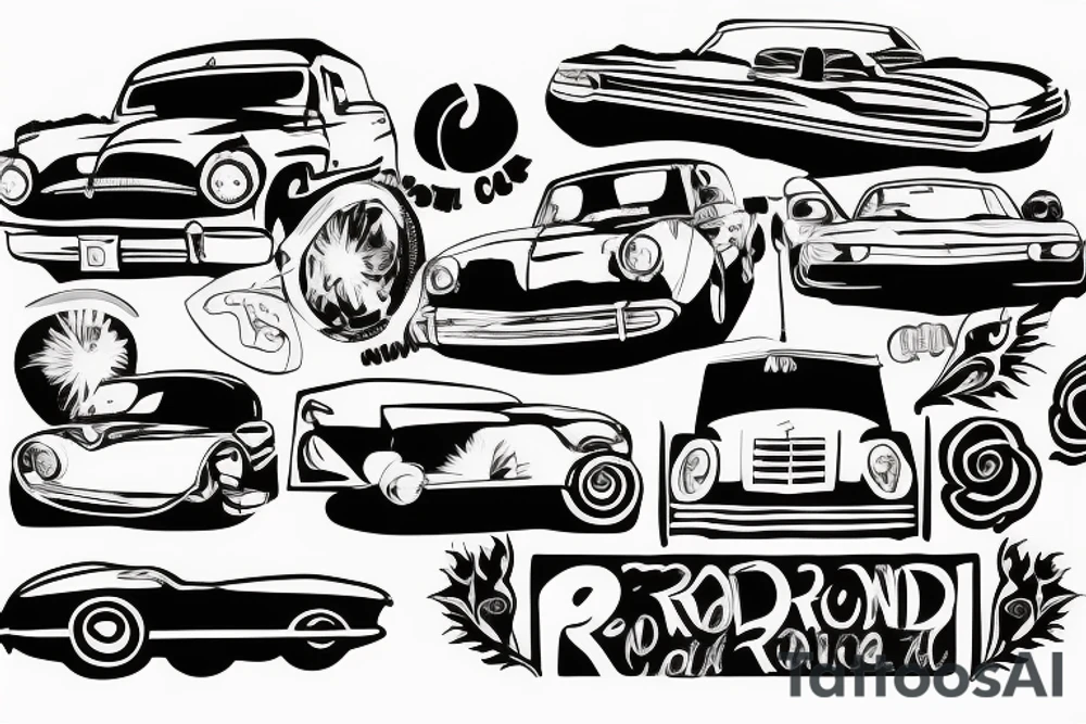 car on the road tattoo idea