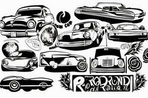 car on the road tattoo idea