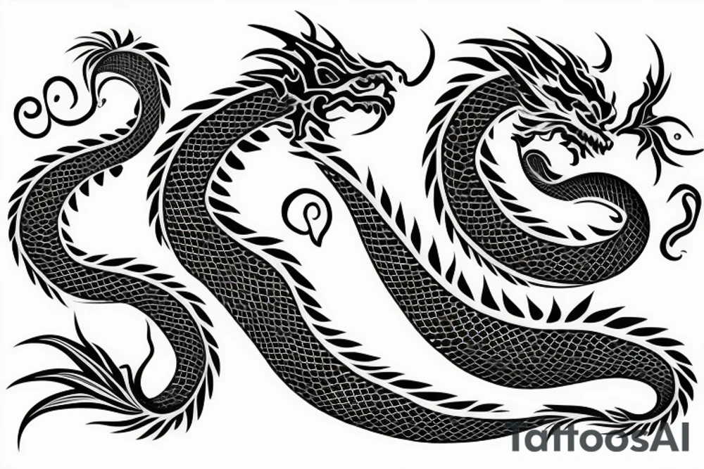 unusual dragon with flowers tattoo idea