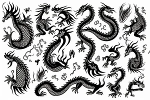 unusual dragon with flowers tattoo idea