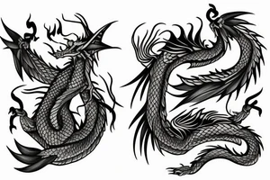 unusual dragon with flowers tattoo idea
