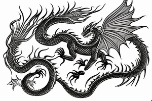 unusual dragon with flowers tattoo idea