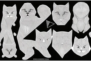 geometric cat consisting only of geometric solids tattoo idea