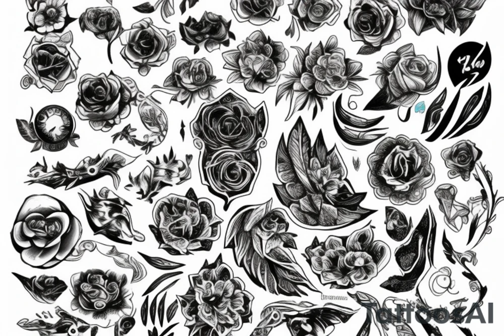 Konwalie z zegarem i kalendarzem tattoo idea