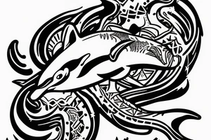 A dolphin with a t shirt a muscle hat and tattoo on her arm tattoo idea