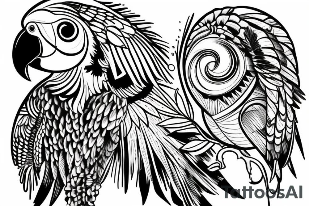 parrot on women's finger tattoo idea