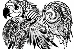 parrot on women's finger tattoo idea