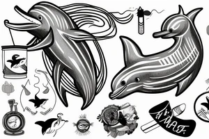 A dolphin with a t shirt a muscle hat and cigarette tattoo idea