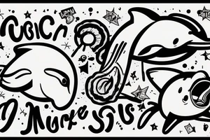 A dolphin with a t shirt a muscle hat and cigarette tattoo idea