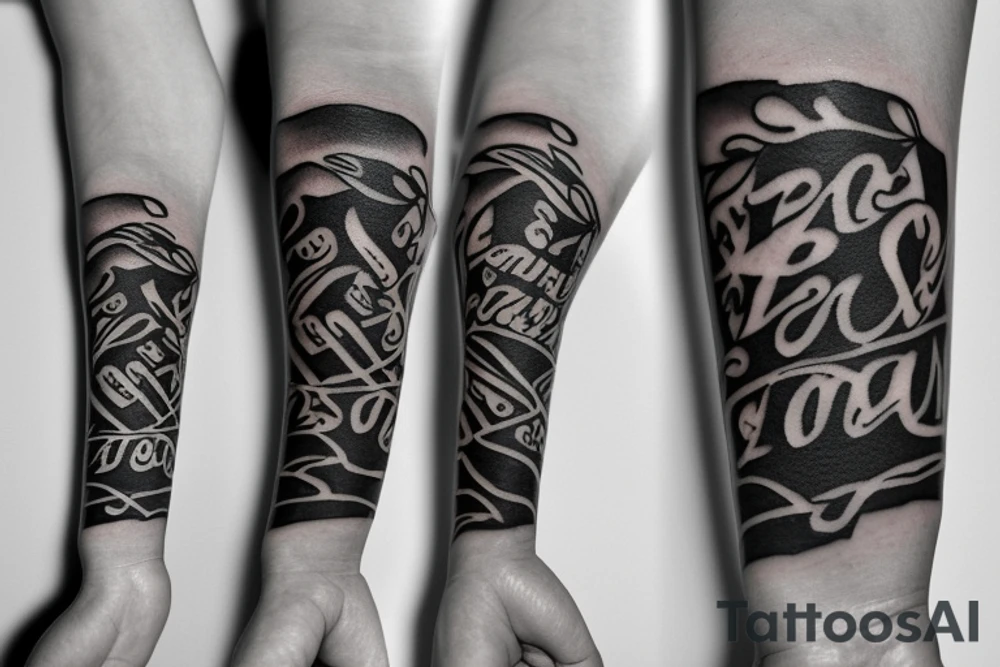 a black armband with a writing on it tattoo idea